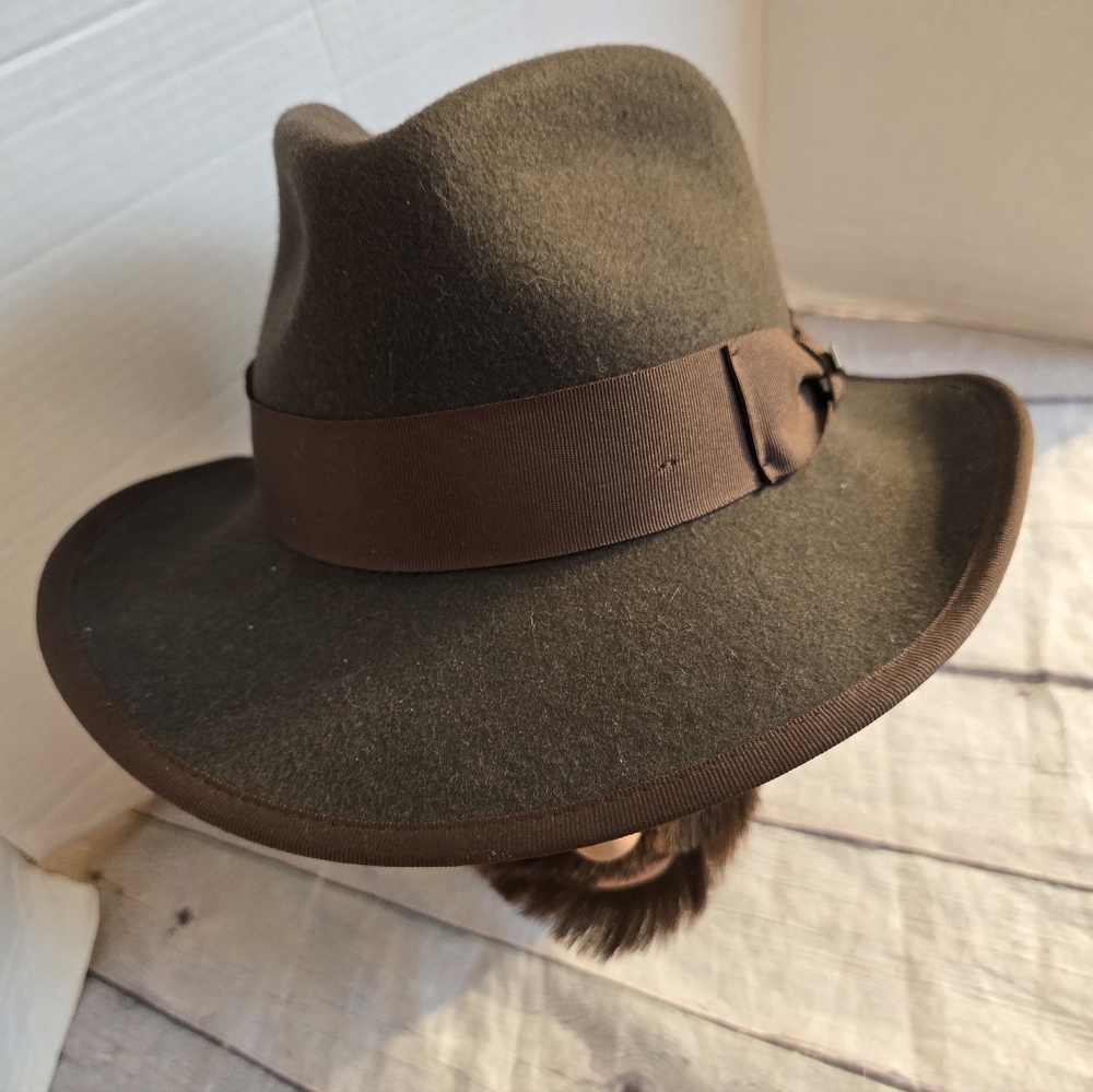 CONNER MEN'S HANDLEMADE HAT BROWN 100% WOOL SIZE SMALL CM22"